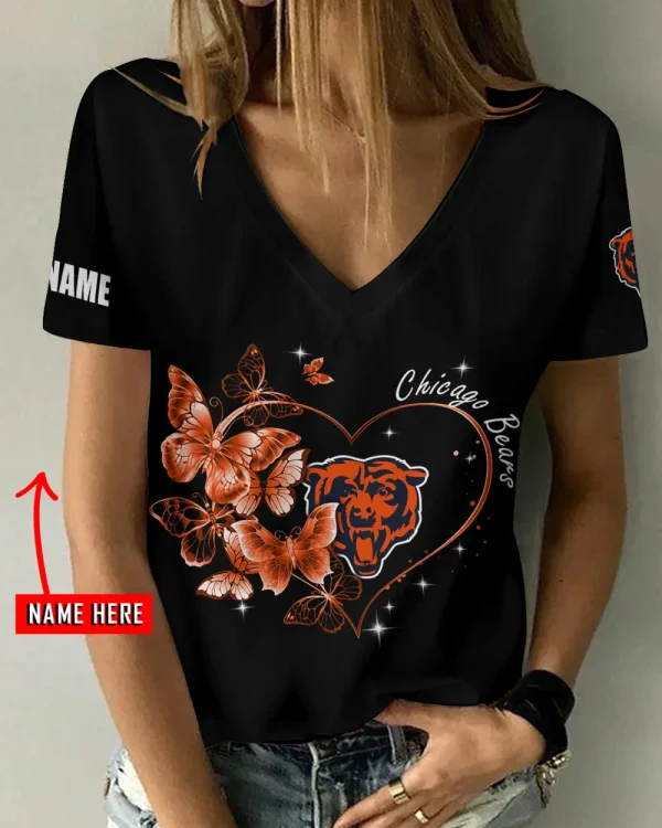 Chicago Bears Girl Clothes Summer V-neck Short-sleeved Tees New 2025 AGCWTS1067