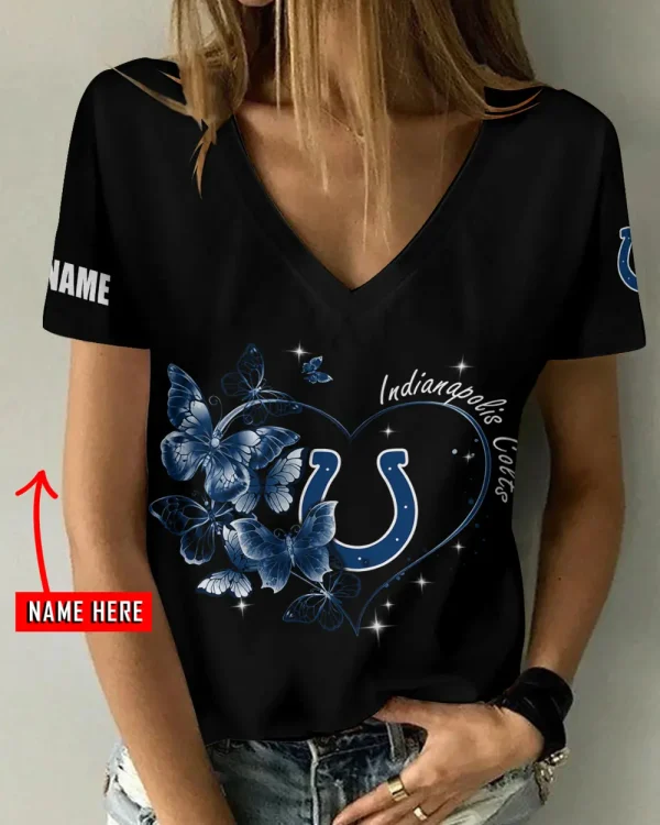 Indianapolis Colts Girl Clothes Summer V-neck Short-sleeved Tees New 2025 AGCWTS1075