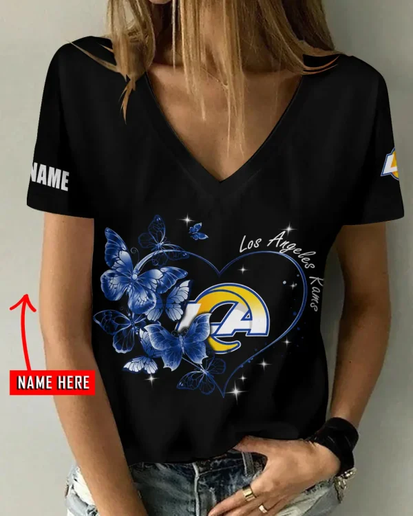 Los Angeles Rams Girl Clothes Summer V-neck Short-sleeved Tees New 2025 AGCWTS1080