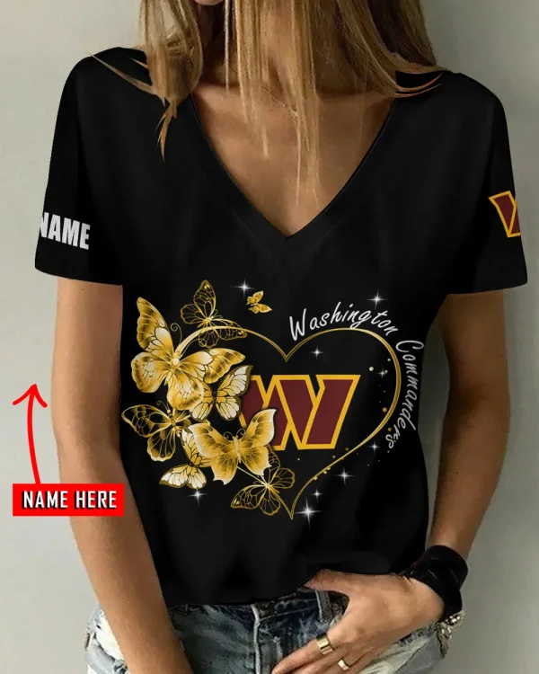 Washington Commanders Girl Clothes Summer V-neck Short-sleeved Tees New 2025 AGCWTS1093