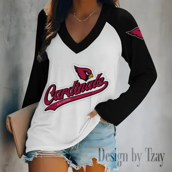 Arizona Cardinals Women's Long sleeves T-shirt V-neck Trending 2025 BGVPS459