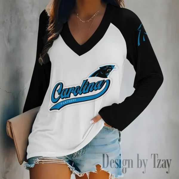 Carolina Panthers Women's Long sleeves T-shirt V-neck Trending 2025 BGVPS463