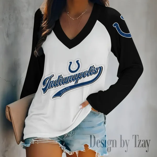 Indianapolis Colts Women's Long sleeves T-shirt V-neck Trending 2025 BGVPS472