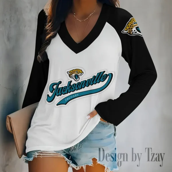 Jacksonville Jaguars Women's Long sleeves T-shirt V-neck Trending 2025 BGVPS473