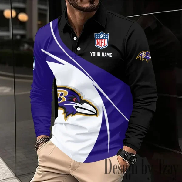 Baltimore Ravens Fashion Men's Business Long Sleeve T-Shirt SPTLSPS394