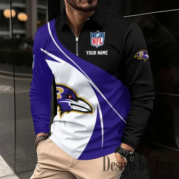 Baltimore Ravens Fashion Men's Business Long Sleeve T-Shirt SPTLSPS394 - Image 2