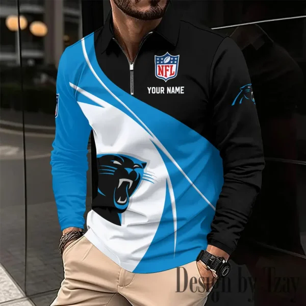 Carolina Panthers Fashion Men's Business Long Sleeve T-Shirt SPTLSPS396 - Image 2