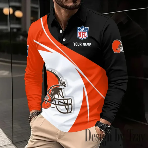 Cleveland Browns Fashion Men's Business Long Sleeve T-Shirt SPTLSPS399