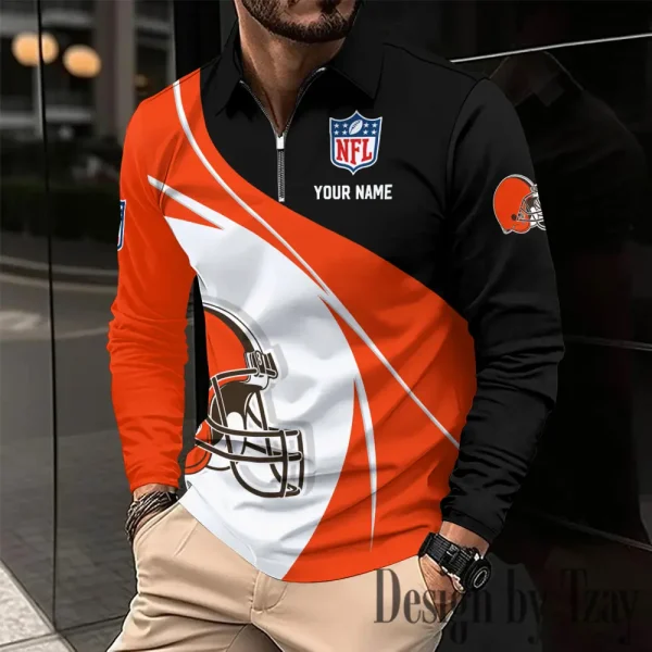 Cleveland Browns Fashion Men's Business Long Sleeve T-Shirt SPTLSPS399 - Image 2