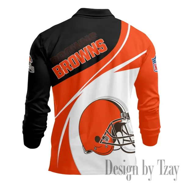 Cleveland Browns Fashion Men's Business Long Sleeve T-Shirt SPTLSPS399 - Image 3