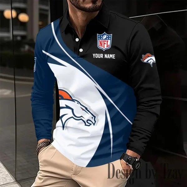 Denver Broncos Fashion Men's Business Long Sleeve T-Shirt SPTLSPS401 - Image 2