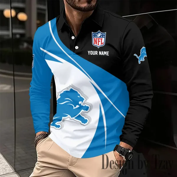 Detroit Lions Fashion Men's Business Long Sleeve T-Shirt SPTLSPS402