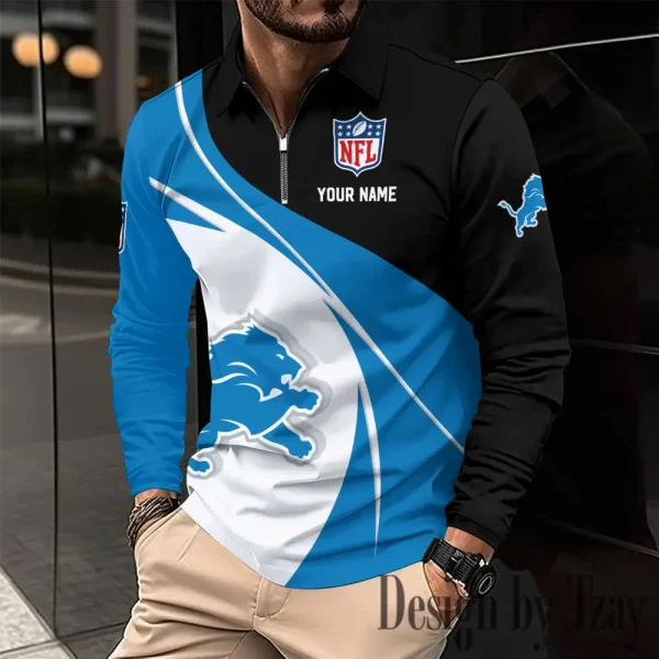 Detroit Lions Fashion Men's Business Long Sleeve T-Shirt SPTLSPS402 - Image 2