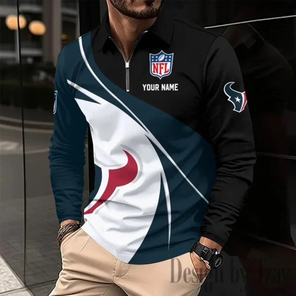 Houston Texans Fashion Men's Business Long Sleeve T-Shirt SPTLSPS404 - Image 2