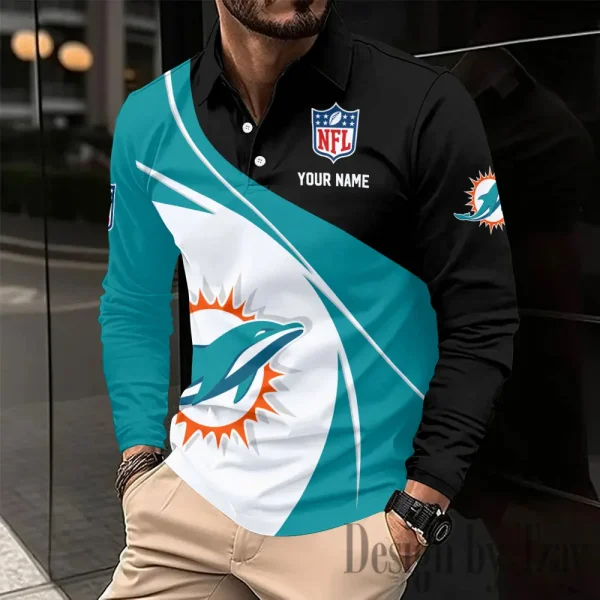 Miami Dolphins Fashion Men's Business Long Sleeve T-Shirt SPTLSPS411