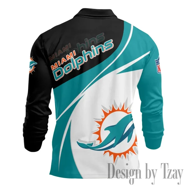 Miami Dolphins Fashion Men's Business Long Sleeve T-Shirt SPTLSPS411 - Image 3