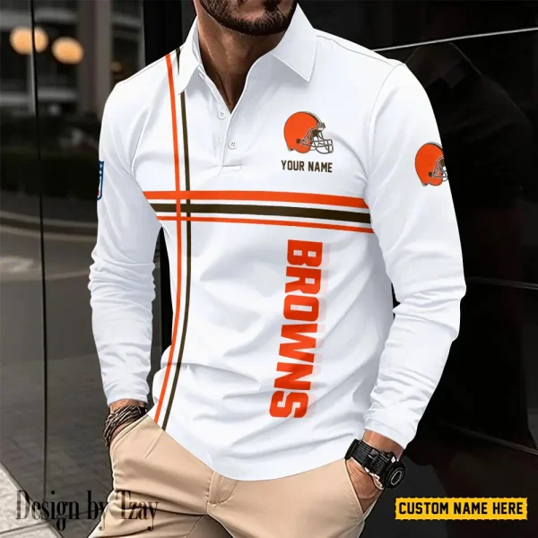 Cleveland Browns Fashion Men's Business Long Sleeve T-Shirt SPTLSPS419 - Image 2