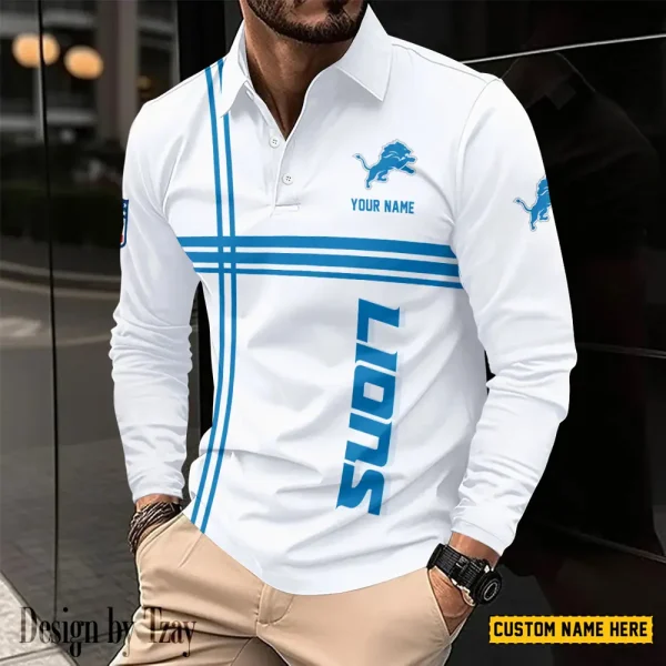 Detroit Lions Fashion Men's Business Long Sleeve T-Shirt SPTLSPS422 - Image 2