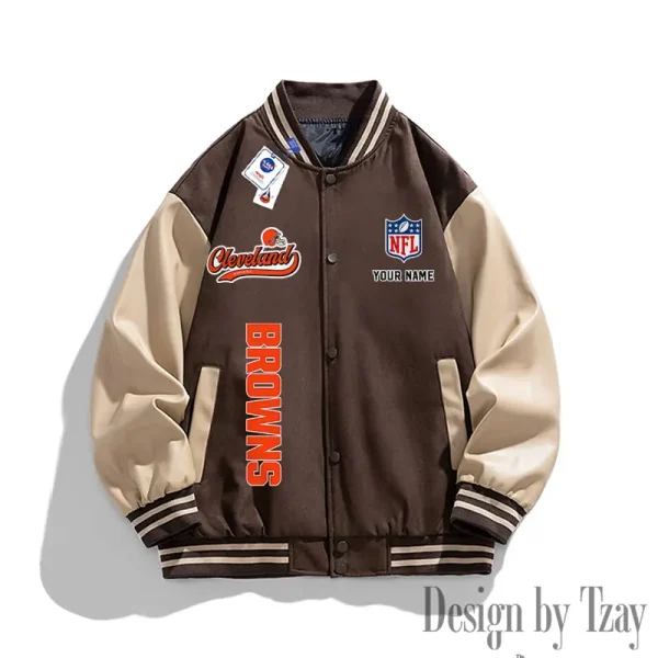 Cleveland Browns New Fashion Men Varsity Jackets Color Trendy Tops SPTNFMVJCT008 - Image 3