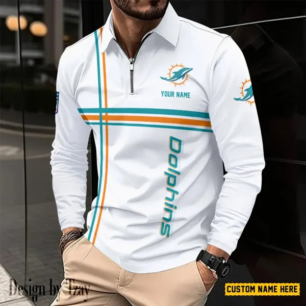 Miami Dolphins Fashion Men's Business Long Sleeve T-Shirt SPTLSPS431