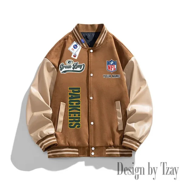 Green Bay Packers New Fashion Men Varsity Jackets Color Trendy Tops SPTNFMVJCT012