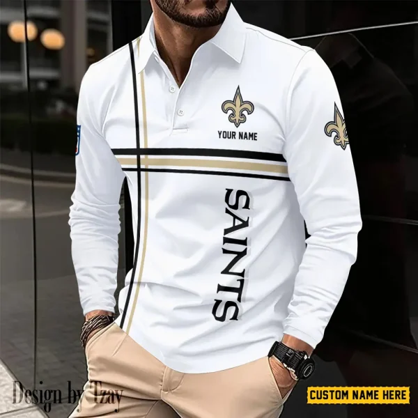 New Orleans Saints Fashion Men's Business Long Sleeve T-Shirt SPTLSPS434 - Image 2