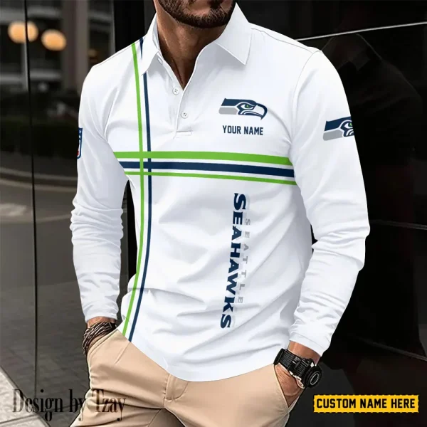 Seattle Seahawks Fashion Men's Business Long Sleeve T-Shirt SPTLSPS440 - Image 2