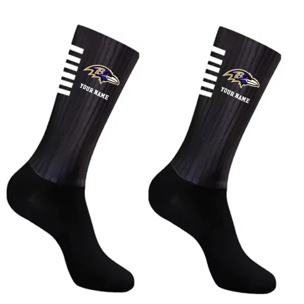 Baltimore Ravens Duo 2 Pack Pair Team Colors Large Men Crew Socks Gift SPTSOCKS017 - Image 4