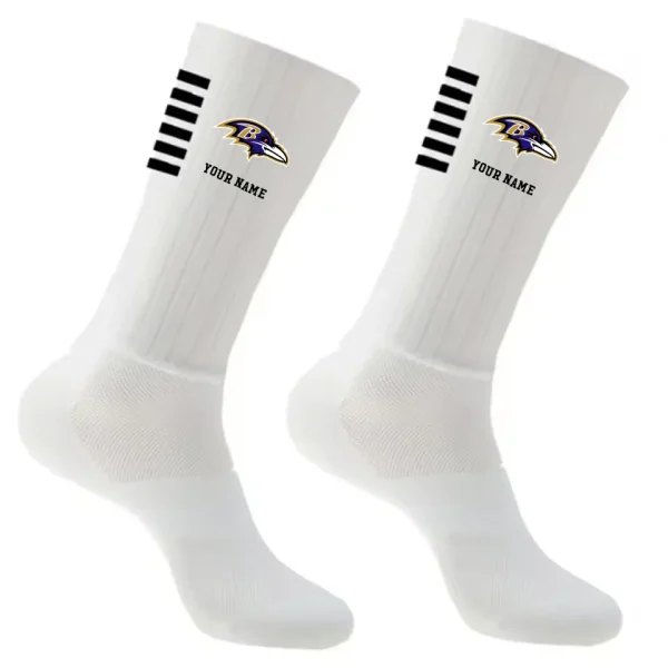 Baltimore Ravens Duo 2 Pack Pair Team Colors Large Men Crew Socks Gift SPTSOCKS017 - Image 5