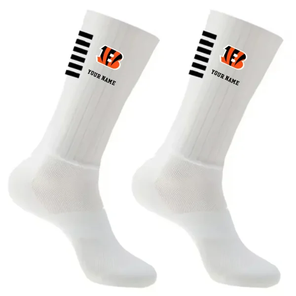 Cincinnati Bengals Duo 2 Pack Pair Team Colors Large Men Crew Socks Gift SPTSOCKS021 - Image 5