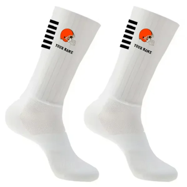 Cleveland Browns Duo 2 Pack Pair Team Colors Large Men Crew Socks Gift SPTSOCKS022