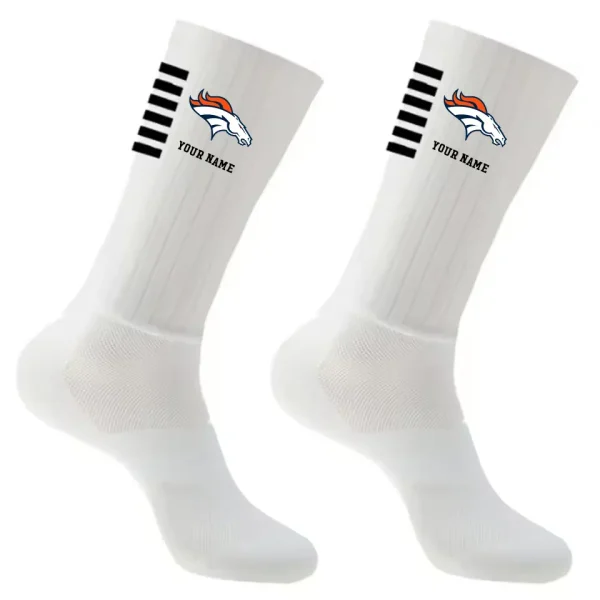Denver Broncos Duo 2 Pack Pair Team Colors Large Men Crew Socks Gift SPTSOCKS024 - Image 2