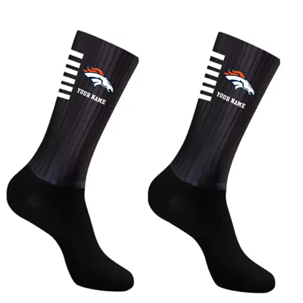 Denver Broncos Duo 2 Pack Pair Team Colors Large Men Crew Socks Gift SPTSOCKS024 - Image 4
