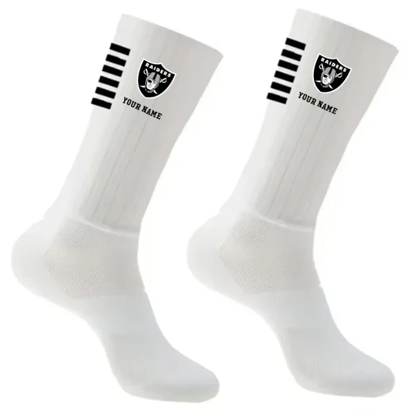 Las Vegas Raiders Duo 2 Pack Pair Team Colors Large Men Crew Socks Gift SPTSOCKS031