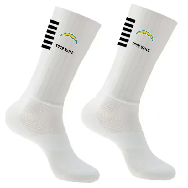 Los Angeles Chargers Duo 2 Pack Pair Team Colors Large Men Crew Socks Gift SPTSOCKS032