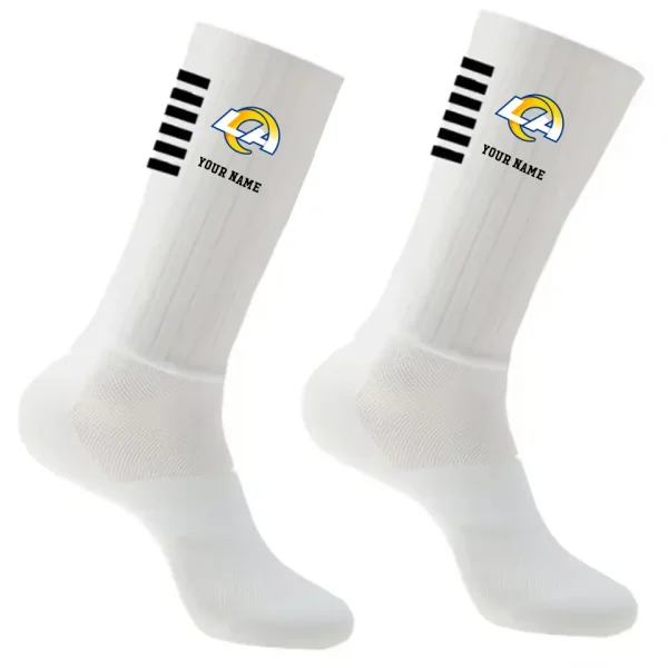 Los Angeles Rams Duo 2 Pack Pair Team Colors Large Men Crew Socks Gift SPTSOCKS033 - Image 5