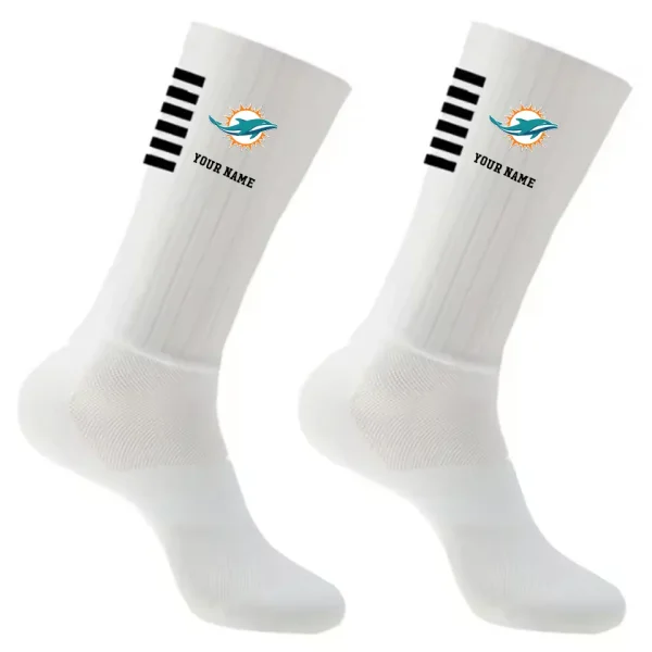 Miami Dolphins Duo 2 Pack Pair Team Colors Large Men Crew Socks Gift SPTSOCKS034