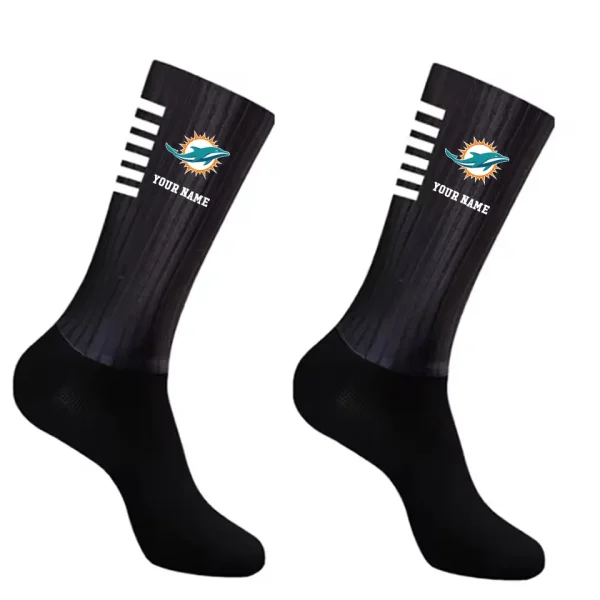 Miami Dolphins Duo 2 Pack Pair Team Colors Large Men Crew Socks Gift SPTSOCKS034 - Image 3