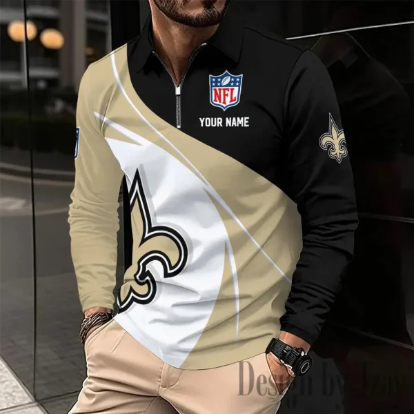 New Orleans Saints Fashion Men's Business Long Sleeve T-Shirt SPTLSPS446 - Image 2