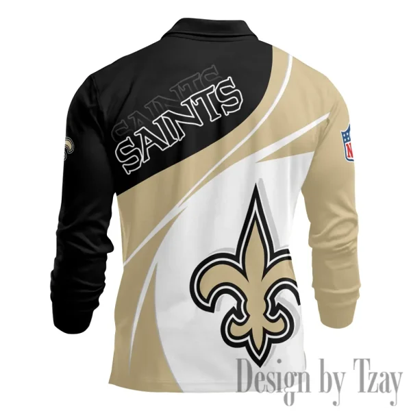 New Orleans Saints Fashion Men's Business Long Sleeve T-Shirt SPTLSPS446 - Image 3