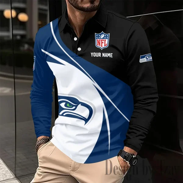 Seattle Seahawks Fashion Men's Business Long Sleeve T-Shirt SPTLSPS452