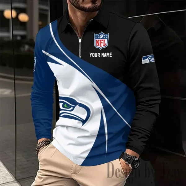 Seattle Seahawks Fashion Men's Business Long Sleeve T-Shirt SPTLSPS452 - Image 2