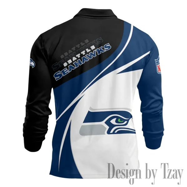 Seattle Seahawks Fashion Men's Business Long Sleeve T-Shirt SPTLSPS452 - Image 3