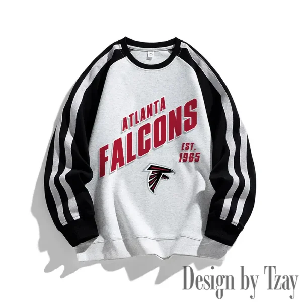 Atlanta Falcons Striped Round Neck Sweatshirt SPTSRNSW002 - Image 3