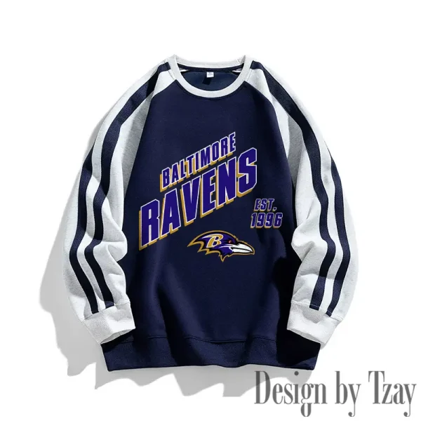 Baltimore Ravens Striped Round Neck Sweatshirt SPTSRNSW003