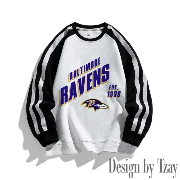 Baltimore Ravens Striped Round Neck Sweatshirt SPTSRNSW003 - Image 2