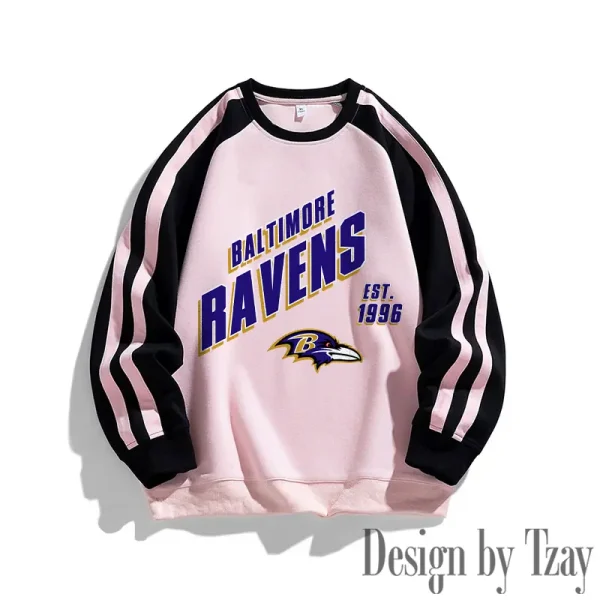 Baltimore Ravens Striped Round Neck Sweatshirt SPTSRNSW003 - Image 3