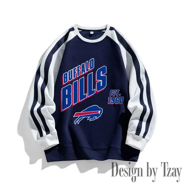 Buffalo Bills Striped Round Neck Sweatshirt SPTSRNSW004
