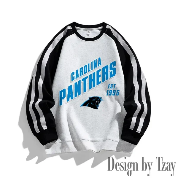 Carolina Panthers Striped Round Neck Sweatshirt SPTSRNSW005
