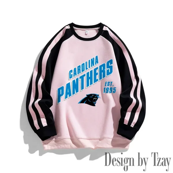 Carolina Panthers Striped Round Neck Sweatshirt SPTSRNSW005 - Image 2